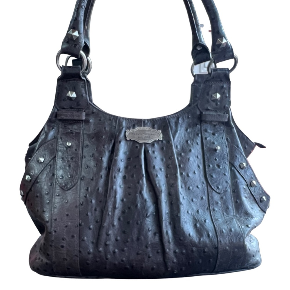 Harley Davidson Brown Tooled Leather
Floral Zip Top Purse